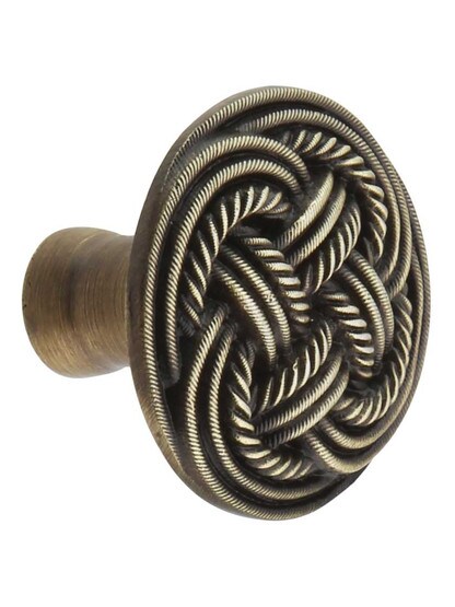 Classic Weave Knob in Antique Brass.